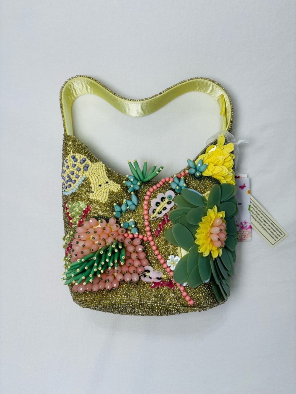 New Release Handcrafted in India Green Floral Garden Beaded Bag Viral TikTok
